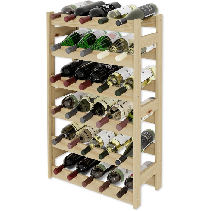 Lenmar Wooden Wine Rack for Bottles, Natural, RW-1, Wine, Bottle Rack, Cellar Rack, Shelves, Bottle Holder (Natural, RW-1-30, 86 x 53 x 25, holds 6 bottles, for 30 bottles)