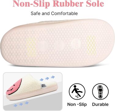 Жіночі домашні тапочки Smilley, чоловічі тапочки з плюшем, Memory Foam, теплі зимові тапочки для дому, рожеві, 36/37 EU
