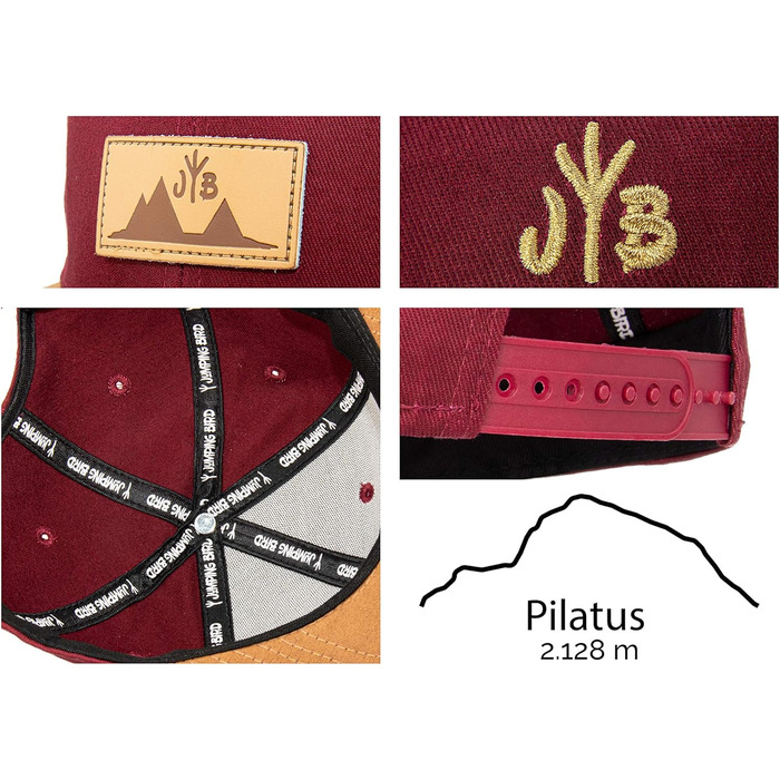 Кепка бейсболка Jumping Bird • Змінний розмір • Outdoor Snapback • Бордовий колір