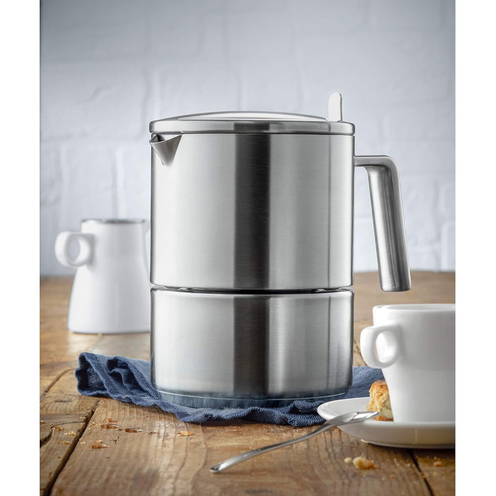 WMF Kult Espresso Maker 300ml, Espresso Machine for 6 Cups, Brushed Cromargan Stainless Steel, Induction, Dishwasher-Safe