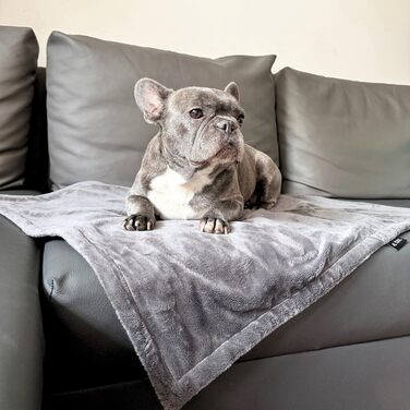 М'яка підстилка для собак та котів 4L Textil - підстилка для подорожей, для дому, захист дивану, 60x40/100x80 см, бежева/сіра