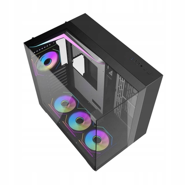 Корпус для комп'ютера darkFlash TH285 Cube Case ATX aRGB, 4 вентилятори, загартоване скло