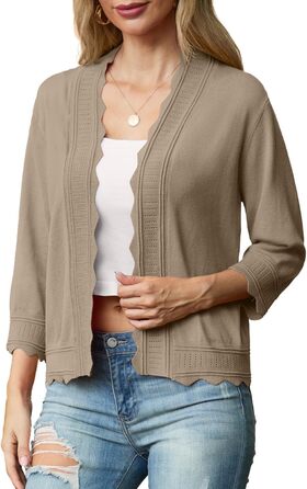 Жакет жіночий літній в'язаний з рюшами, Cardigan Greceree, khaki, розмір M