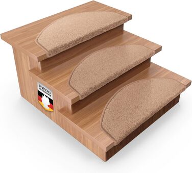 Casa Pura Dynasty Velour Non-Slip Stair Treads - 15 Piece Set - Brown