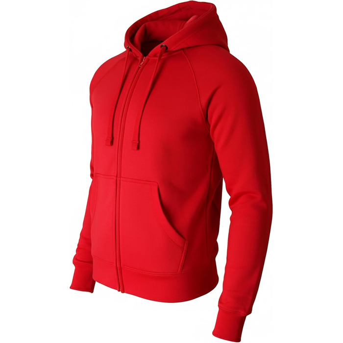 Світшот ROCK-IT з капюшоном Slim Fit для чоловіків, теплий худі на блискавці, ровненький, з флісовою підкладкою, [S-3XL], чорний, червоний, зелений, темно-синій, темно-сірий, сірий (XXL, червоний)