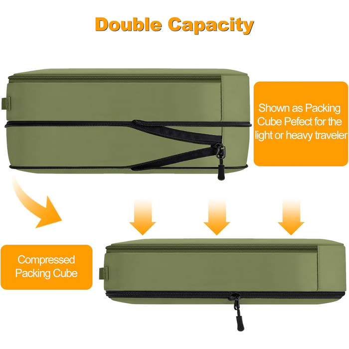 Органайзер для валізи: набір з 8 шт. (білий, хакі) - Packing Cubes для подорожей