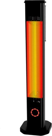 Інфрачервовий обігрівач Climative 2500W – електричний обігрівач з 9 рівнями, IP65 для тераси та приміщення, настінний, з пультом та таймером, чорний