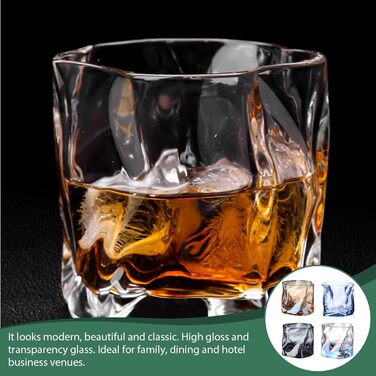 Набір склянок для віскі 4 шт. (200 мл), склянки з нерівною поверхнею, без ніжки, ідеальні для чоловіків, на день народження, на батьківський день, на річницю, 4 кольори