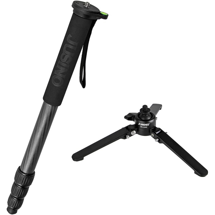 Монопод JUSINO Karbon з регульованою висотою до 170 см та стійким столиком, вантажопідйомність 12 кг (VM-324C)