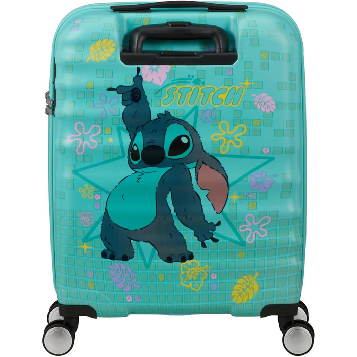 Чемодан American Tourister Wavebreaker Disney FL Spinner L, 77 см, 96 л, коліщата, Disney Stitch Flower, матове покриття