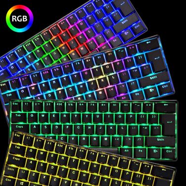 Ігровий комплект клавіатури та миші MK21: механічна клавіатура 60% з RGB підсвічуванням, миша 6400 DPI та килимок для миші. Сумісна з PS4, Xbox, PC. Чорний/Blue Switch (Black-Brown)