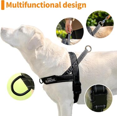 Шлейка для собак без тяги, не виривається, відбиваюча, регульована (Чорний, M) для малих та середніх собак, обхват грудей 53–70 см