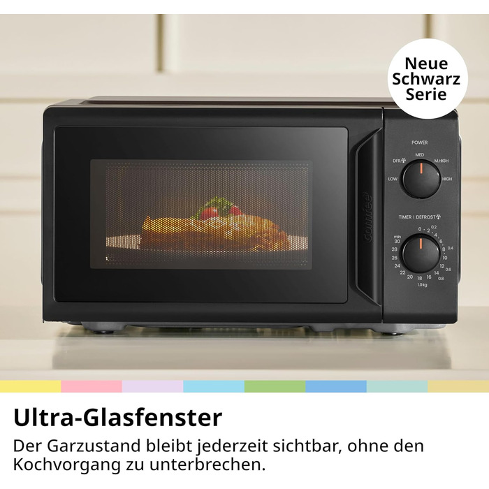 Мікрохвильова піч з грилем COMFEE' CMO-MG202NC(BK), 20 л, 700 Вт / 1000 Вт, 5 рівнів потужності, таймер, компактна, чорна