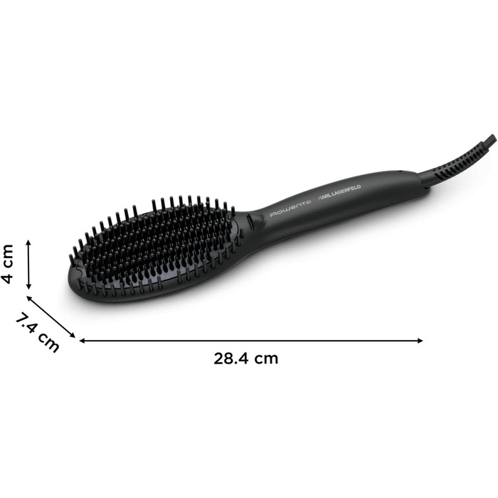 Прямий гребінь Rowenta x Karl Lagerfeld CF582L для всіх типів волосся | Швидке випрямлення | Керамічне покриття | Іонізація | Чорний