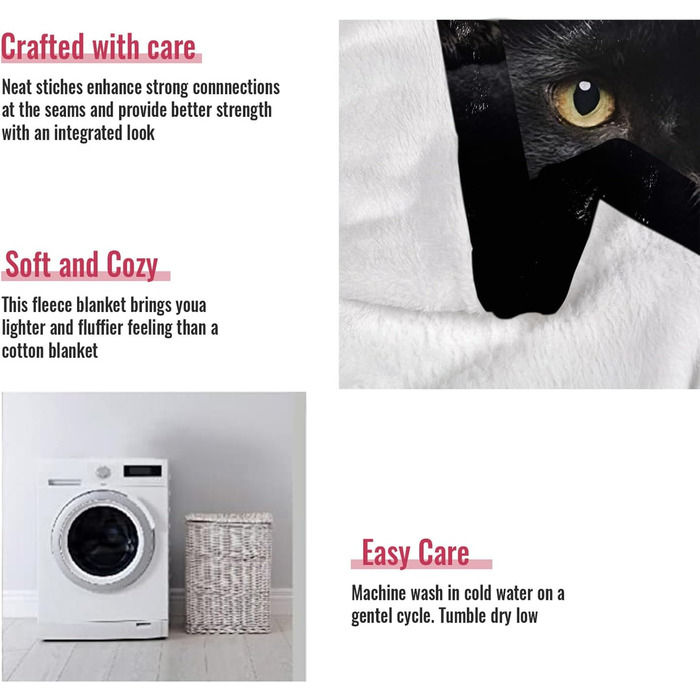 YISUMEI Blanket 150x200 cm Cozy Blanket Soft Flannel Soft Fleece Blanket Bedspread Black Cat 150 x 200 cm