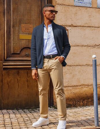 Чоловіча в'язана жилетка-ветровка PJ PAUL JONE з коміром-стійкою та блискавкою, темно-синій (S)