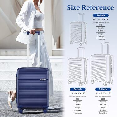 Набір валіз Joyway 4 шт. з жорстким корпусом та TSA-замком, розширюваний, чорний (блакитний)
