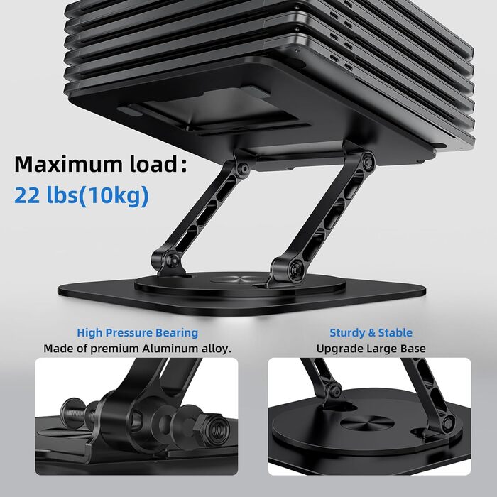 MCHOSE Adjustable Laptop Stand - Ergonomic Desk Stand for MacBook Air & 10-17' Laptops (Black)