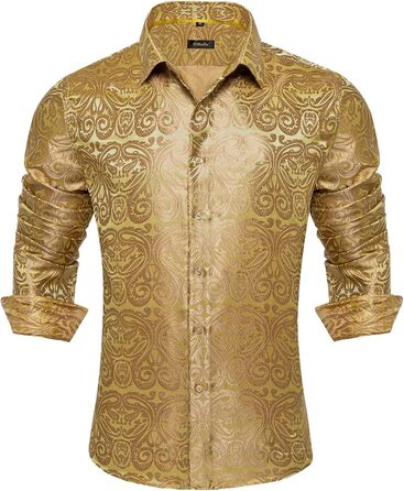 Краватка DiBanGu для чоловіків, шовкова краватка з нагрудною хустинкою, комплект для весілля, нагрудні хустинки, формальний стиль, універсальний розмір (3XL), колір шампань/золото