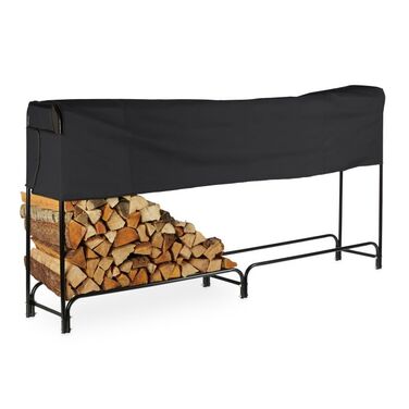 Relaxdays Black Firewood Rack with Cover