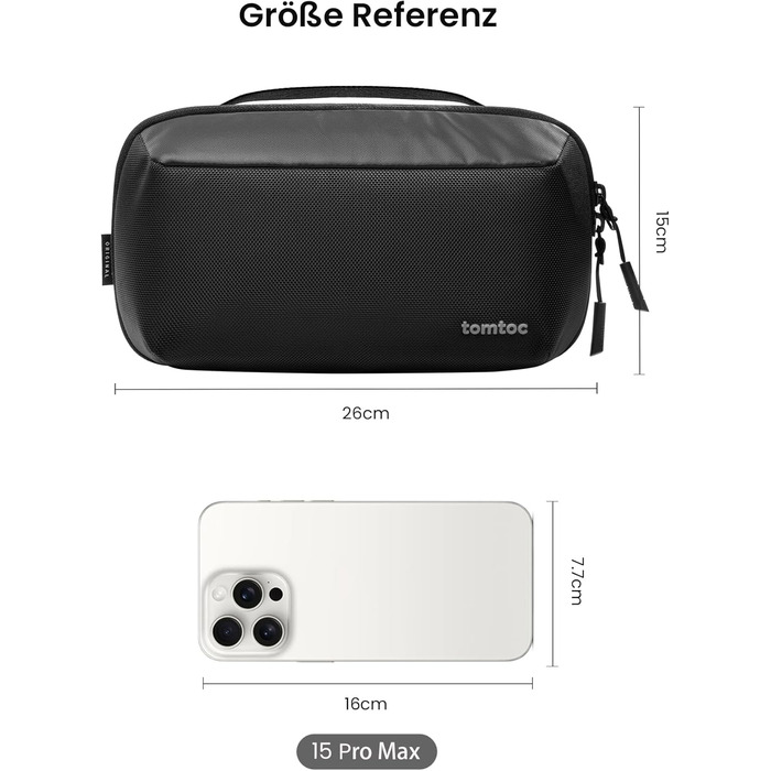 tomtoc Cable Bag Accessory Pouch, Electronics Accessories Cable Organizer Bag Tech Pouch, Travel Cable Bag for Charging Cables, External Hard Drive, MacBook Adapter, Charger, Power Bank, SD Cards, Black