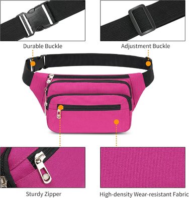 Поясна сумка на пояс, унісекс, сучасна, для подорожей, прогулянок, собак, чоловіча та жіноча (Рожево-червоний)