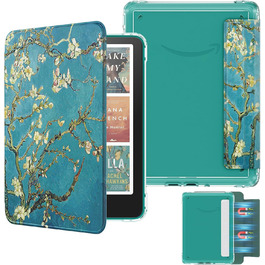 Чохол для Kindle Paperwhite 12 (2024) та Kindle Colorsoft (2024/2025) MoKo з магнітною застібкою, захистом від подряпин та авто-активацією/деактивацією екрану, колір: абрикосовий квітковий