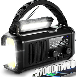 Радіо на ручку з LED-ліхтариком, сонячне, AM/FM, для надзвичайних ситуацій, кемпінгу, чорне
