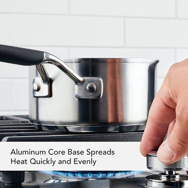 Набір кухонного посуду KitchenAid з нержавіючої сталі, 10 предметів, з поліруванням, включає каструлю 1 кварти