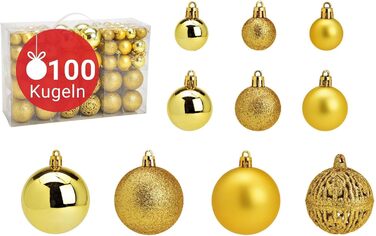 Набір прикрас для ялинки WOMA - 50 кульок, 22 кольори, пластик, ялинкові прикраси, декор, 100 шт. (Lemon Gold)