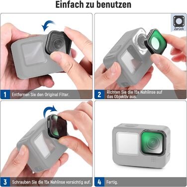 Набір фільтрів ND NEEWER (4 шт.) + лінза збільшення 15x для GoPro Hero 13/12/11/10/9: ND8, ND16, ND32, CPL