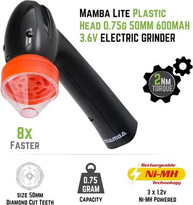 Електрична портативна млинка для спецій Mamba, 0,75 г, помаранчева, USB, для одноручної роботи, подрібнювач для спецій, трав і пилку