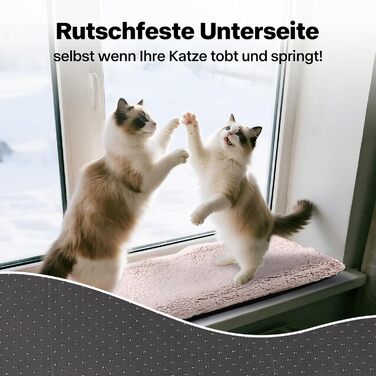 Кішка ліжко для вікна Pet Prime – М'яке ліжко для котів на підвіконня з неслизьким дном, тиха подушка, 2 знімні чохли (сітка та плюш), 90x29 см для затишного відпочинку та сну