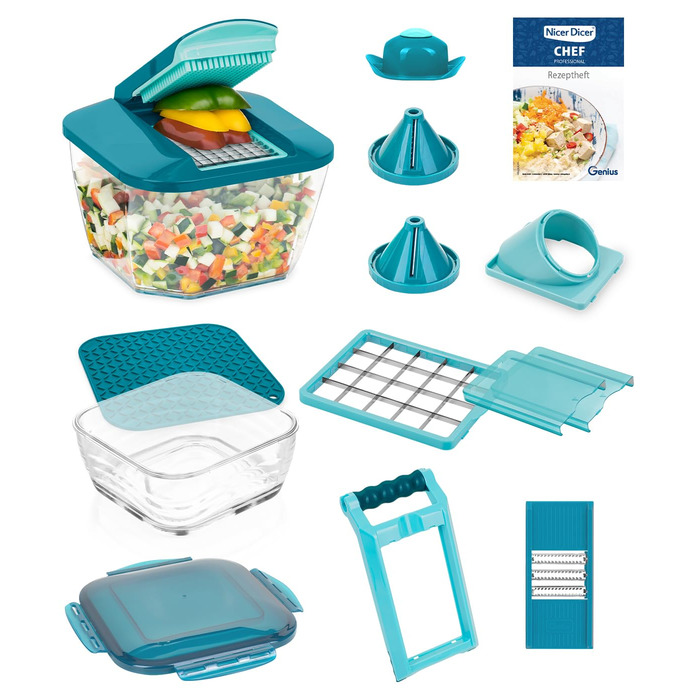 Набір для нарізки овочів Genius Nicer Dicer Chef Professional 18-ти частинний, ручний, з контейнером 5.2L, спіралізатор, для кухні