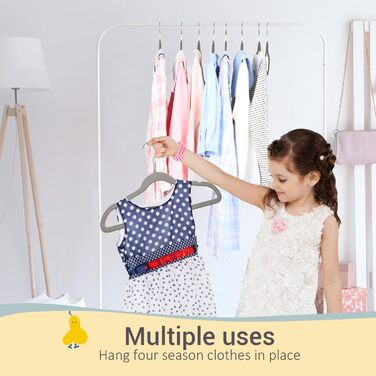 ManGotree 35cm Kids Velvet Clothes Hangers, Ultra-Thin Children's Clothes Hangers with 360° Swivel Hook, Non-Slip Felt Pads for Teens, Sturdy and Durable (32 Pack, Grey)