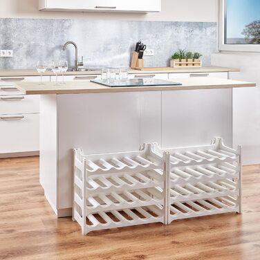 Grizzly Bottle Rack - modular, stackable design for 48 bottles, white wine rack