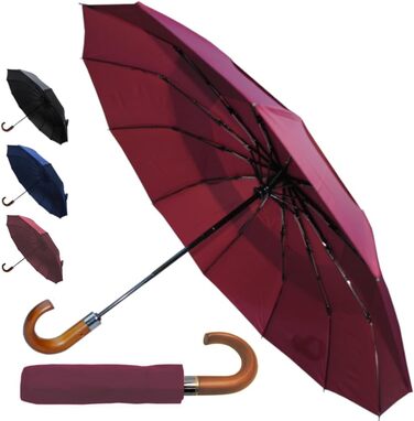 Чоловічий парасолька COLLAR AND CUFFS London 80KPH з автоматичним відкриванням, 12 спиць, блакитний (бордовий), з вентиляційним покриттям, вітростійка, з підсиленим скловолокном