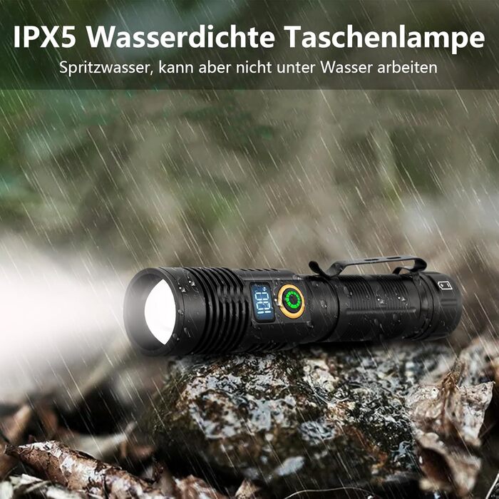 Ліхтарик AOMEES LED 5000 люмен, USB-зарядка, водонепроникний IPX5, 5 режимів, для кемпінгу, туризму, екстрених ситуацій