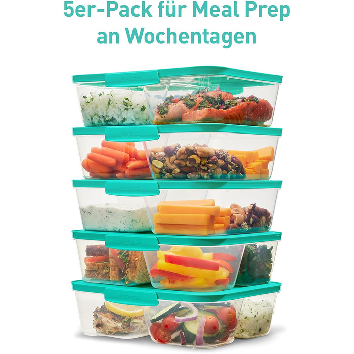 Набір контейнерів для їжі Nest IT Meal Prep | 5 шт., 1.9 л, 3 відділення, зелені