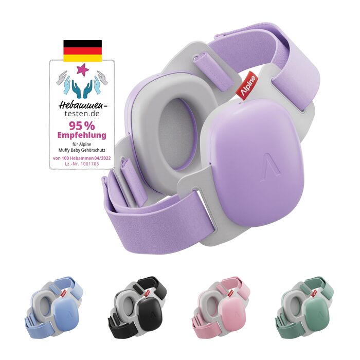 Захисні навушники Alpine Muffy Baby Komfort для дітей до 48 місяців - навушники для захисту від шуму, фіолетовий колір