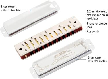 Гармоніка блюз East Top Diatonic 008K (E) - 10 отворів, 20 тонів, для дорослих, професіоналів та студентів
