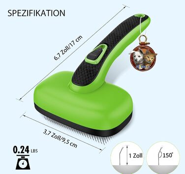 Щітка для собак і котів - самоочисна, легка в очищенні, зменшує випадання шерсті, видаляє волосся, для тварин з довгим та коротким хутром, зелена