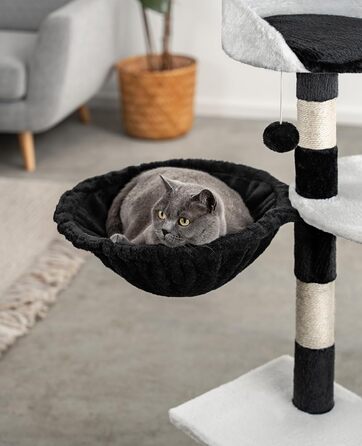 М'яка ліжечко-мульда для котів Lionto з плюшу, Ø 40 см, 25 см глибина, з металевим кріпленням M8, для котячих будиночків, чорного кольору