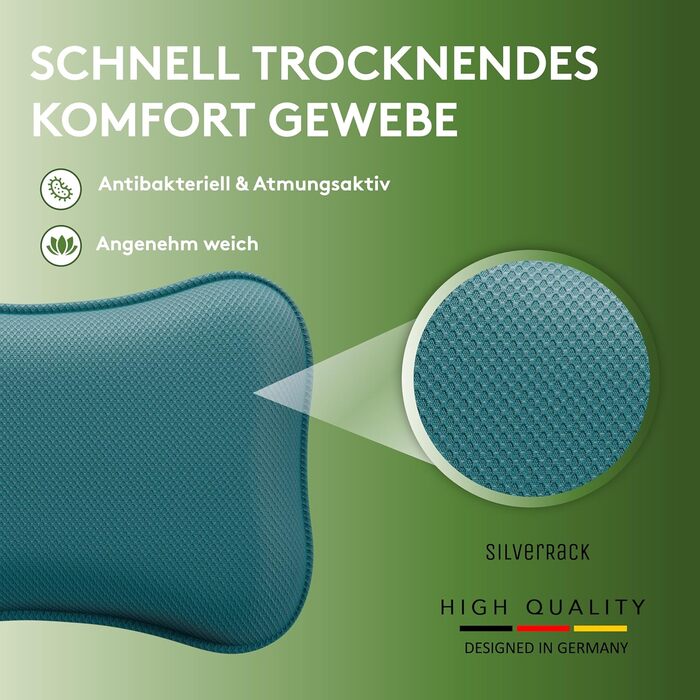 Преміум подушка для ванни Petrol - зручна підтримка голови та шиї. Подушка для ванни з присосками, аксесуар для спа-процедур. Якісна подушка для ванни.