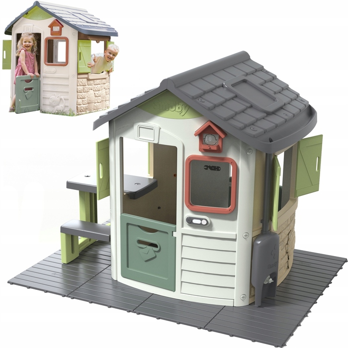 Дитячий садовий будиночок Smoby Life Neo Jura з підлогою, столиком, жолобом та дзвоником
