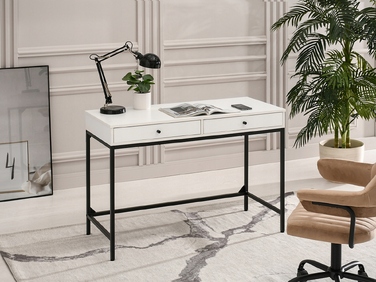 Прямокутний письмовий стіл Mebel-Partner 110 x 48 x 76 см, білий/чорний