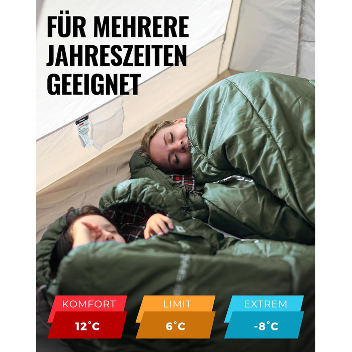 KingCamp XXL 3-Season Sleeping Bag - Oversized Adult Sleeping Bag for Camping, Backpacking, Hiking, and Travel - Lightweight Indoor/Outdoor (#Classic Olive)