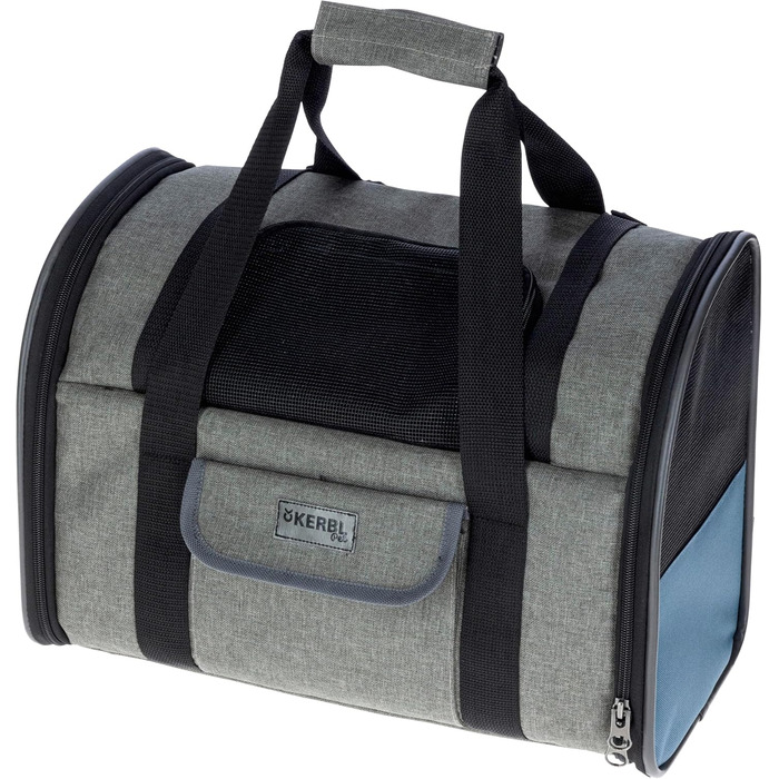 Рюкзак для собак Kerbl Pet Hunderucksack Vacation, сірий, блакитний, 43x24x30 см, Оксфорд, для маленьких собак та котів, міцний, стійкий до бруду