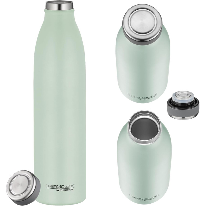 Термокава THERMOcafé TC Bottle 0.75л з нержавіючої сталі, ізольована, для напоїв, 12 год гаряче, 24 год холодне, без витоку, для школи, подорожей та офісу (Пастельний м'ятний, 750 мл)