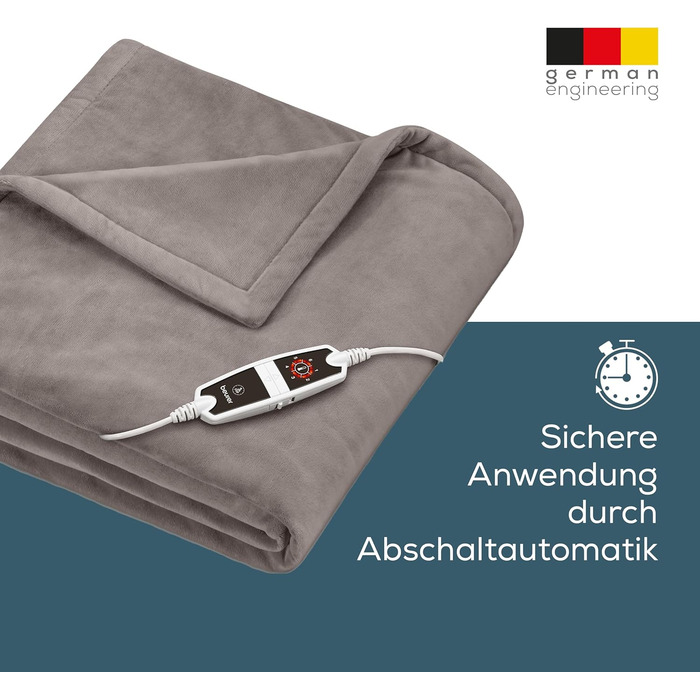 Електрична ковдра Beurer HD 150 XXL - 200x150 см, 6 температурних режимів, автовимкнення, машинне прання, бежева